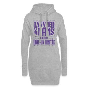 Janvier 41 ans. Cadeau 41 ans janvier anniversaire - Sweat-shirt à capuche long Femme - gris chiné - Devant