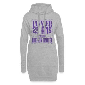 Janvier 25 ans. Cadeau 25 ans janvier anniversaire - Sweat-shirt à capuche long Femme - gris chiné - Devant