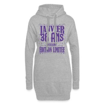 Janvier 36 ans. Cadeau 36 ans janvier anniversaire - Sweat-shirt à capuche long Femme - gris chiné - Devant