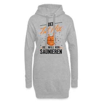 Der tut nix Der will nur saunieren Saunagänger - Hoodie-Kleid - Grau meliert - Vorne