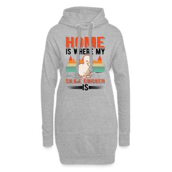 La maison est l’endroit où se trouve mon poulet en soie - Sweat-shirt à capuche long Femme - gris chiné - Devant