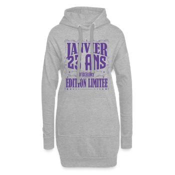 Janvier 23 ans. Cadeau 23 ans janvier anniversaire - Sweat-shirt à capuche long Femme - gris chiné - Devant