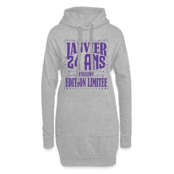 Janvier 24 ans. Cadeau 24 ans janvier anniversaire - Sweat-shirt à capuche long Femme - gris chiné - Devant