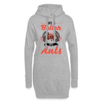 Das Leben ist besser mit Ameisen Ameisenfarm - Hoodie-Kleid - Grau meliert - Vorne