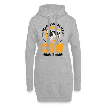 Zuhause ist wo meine Kuh ist Landwirt Bauer - Hoodie-Kleid - Grau meliert - Vorne