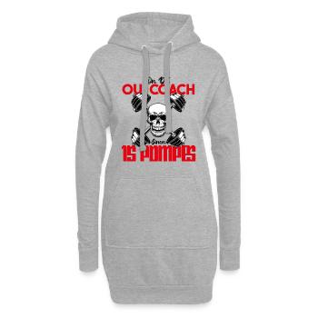 oui coach, 15 pompes. Cadeau coach, entraineur. - Sweat-shirt à capuche long Femme - gris chiné - Devant