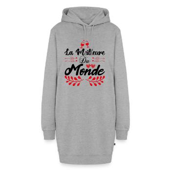 La meilleur du monde. Cadeau copine cadeau d'amour - Sweat-shirt à capuche long Femme - gris chiné - Devant