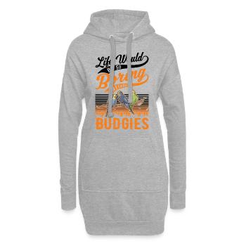 Wellensittich Geschenk Welli Nymphensittich - Hoodie-Kleid - Grau meliert - Vorne