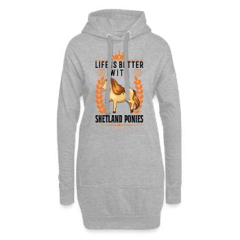 La vie est avec un poney Shetland - Sweat-shirt à capuche long Femme - gris chiné - Devant