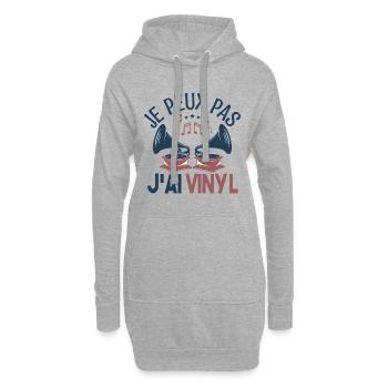 Je peux pas j'ai vinyle Cadeau amoureux de musique - Sweat-shirt à capuche long Femme - gris chiné - Devant