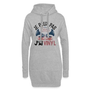 Je peux pas j'ai vinyle Cadeau amoureux de musique - Sweat-shirt à capuche long Femme - gris chiné - Devant