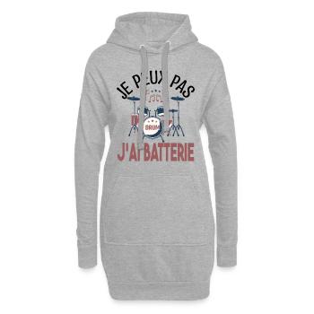 Je peux pas j'ai batterie. Cadeau batteur Musicien - Sweat-shirt à capuche long Femme - gris chiné - Devant