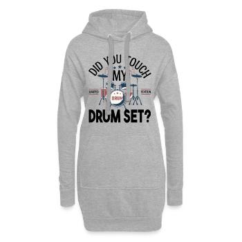 Did you touch my Drum set, Cadeau batteur Batterie - Sweat-shirt à capuche long Femme - gris chiné - Devant
