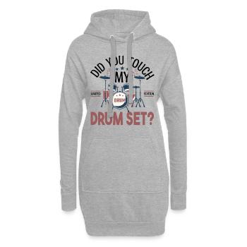 Did you touch my Drum set, Cadeau batteur Batterie - Sweat-shirt à capuche long Femme - gris chiné - Devant
