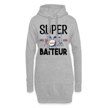 Super Batteur. Cadeau batteur. bassiste. Musicien. - Sweat-shirt à capuche long Femme - gris chiné - Devant