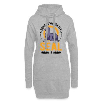 Zuhause ist wo meine Robbe ist Seehund Seelöwe - Hoodie-Kleid - Grau meliert - Vorne