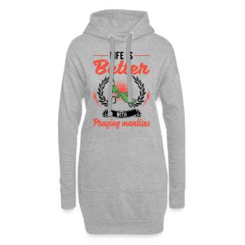 Das Leben ist besser mit Gottesanbeterinnen - Hoodie-Kleid - Grau meliert - Vorne