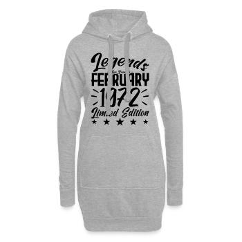 Naissance En Février 1972. Cadeau d'anniversaire. - Sweat-shirt à capuche long Femme - gris chiné - Devant