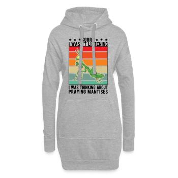 Gottesanbeterin Geschenk Mantis Fangschrecke - Hoodie-Kleid - Grau meliert - Vorne