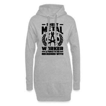 Travailleur de la tôlerie Une force pour le travail mécanique de la métallurgie - Sweat-shirt à capuche long Femme - gris chiné - Devant