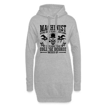 Machiniste utilisant un diplôme d’études secondaires Machiniste CNC - Sweat-shirt à capuche long Femme - gris chiné - Devant