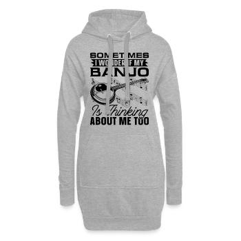 Parfois, je me demande si mon joueur de banjo d’instrument - Sweat-shirt à capuche long Femme - gris chiné - Devant