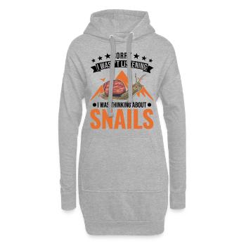 Schnecke Geschenk Weinbergschnecke - Hoodie-Kleid - Grau meliert - Vorne