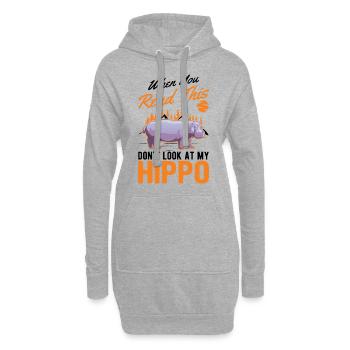 Amateur d’hippopotames Hippo Hippo - Sweat-shirt à capuche long Femme - gris chiné - Devant