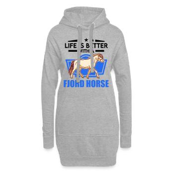 Das Leben ist besser mit einem Fjordpferd - Hoodie-Kleid - Grau meliert - Vorne