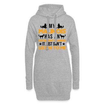Cadeau Malinois Berger Belge - Sweat-shirt à capuche long Femme - gris chiné - Devant