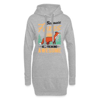 Parce que les renards sont des Fuchs géniaux - Sweat-shirt à capuche long Femme - gris chiné - Devant