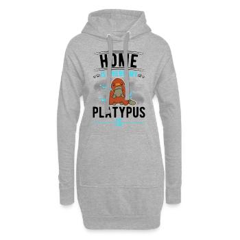 Zuhause ist wo mein Schnabeltier ist - Hoodie-Kleid - Grau meliert - Vorne