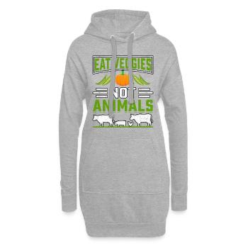Eat veggies not animals - Hoodie-Kleid - Grau meliert - Vorne
