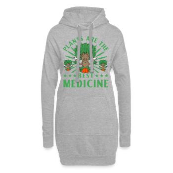 Plants are the best medicine Vegan - Hoodie-Kleid - Grau meliert - Vorne