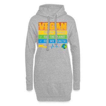 Vegan for the animals for the planet for the healt - Hoodie-Kleid - Grau meliert - Vorne