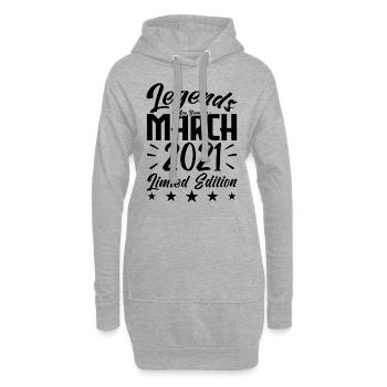 Naissance En Mars 2021. Cadeau d'anniversaire mars - Sweat-shirt à capuche long Femme - gris chiné - Devant