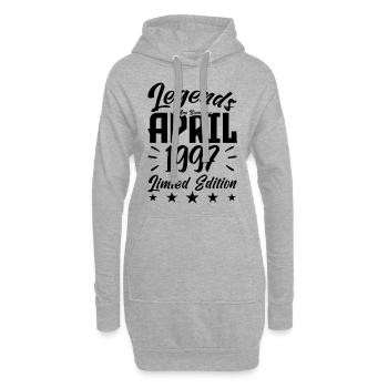 Geboren April 1997 Geburtstagsgeschenk 1997 - Hoodie-Kleid - Grau meliert - Vorne