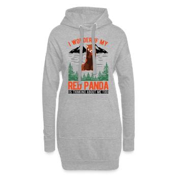 Red Panda Cadeau Chat Ours Panda Rouge - Sweat-shirt à capuche long Femme - gris chiné - Devant