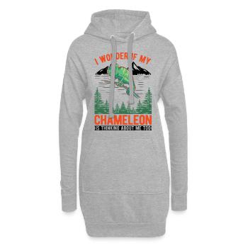 Caméléon Cadeau Caméléon - Sweat-shirt à capuche long Femme - gris chiné - Devant