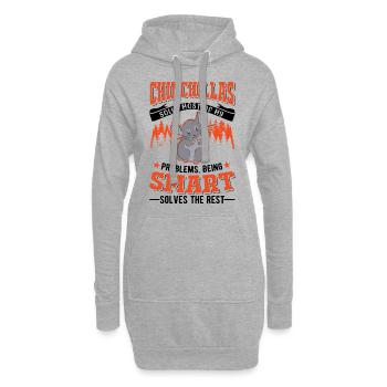 Chinchilla Gift Woolly Short-tailed Chinchilla - Hoodie Dress - heather grey - Front