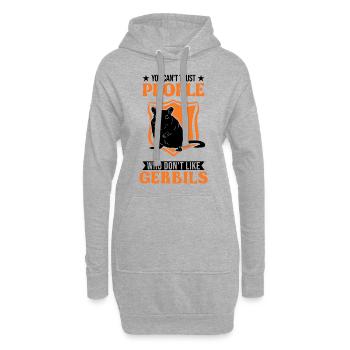 Gerbille Cadeau Rat de course mongol Gerbille - Sweat-shirt à capuche long Femme - gris chiné - Devant