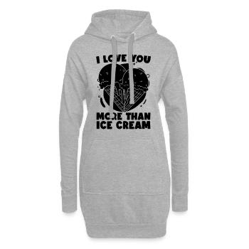 Je t’aime plus que l’amateur de crème glacée molle - Sweat-shirt à capuche long Femme - gris chiné - Devant