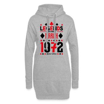 cadeau d'anniversaire Mars 1972. jeux de carte . - Sweat-shirt à capuche long Femme - gris chiné - Devant