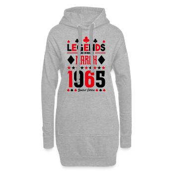 cadeau d'anniversaire Mars 1965. jeux de carte . - Sweat-shirt à capuche long Femme - gris chiné - Devant