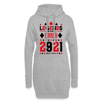 cadeau d'anniversaire Mars 2021. jeux de carte. - Sweat-shirt à capuche long Femme - gris chiné - Devant