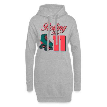 Rollerskating Geburtstag 11 Jahre Alt - Hoodie-Kleid - Grau meliert - Vorne