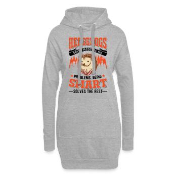 Hérisson Cadeau Stacheligel - Sweat-shirt à capuche long Femme - gris chiné - Devant