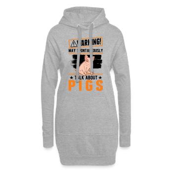 Warnung Schweine Geschenk Landwirt Schweinchen - Hoodie-Kleid - Grau meliert - Vorne