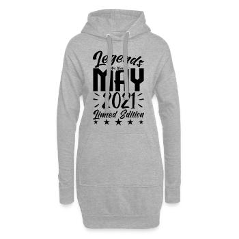Geboren Mai 2021 Geburtstagsgeschenk 2021. - Hoodie-Kleid - Grau meliert - Vorne
