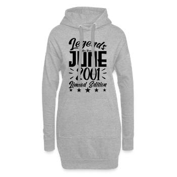 Geboren Juni 2001 Geburtstagsgeschenk 2001. - Hoodie-Kleid - Grau meliert - Vorne